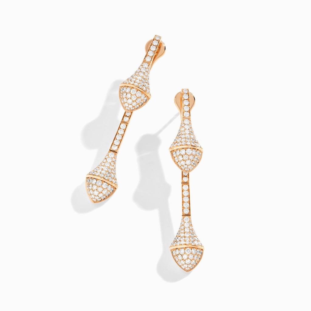 Cleo Full Diamond Drop Earrings Rose Gold