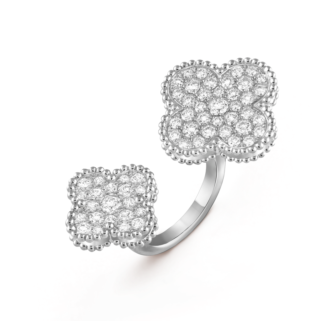 خاتم ماجيك ألامبرا بتوين ذو فينغر ذهب أبيض 18 قيراط، ماس