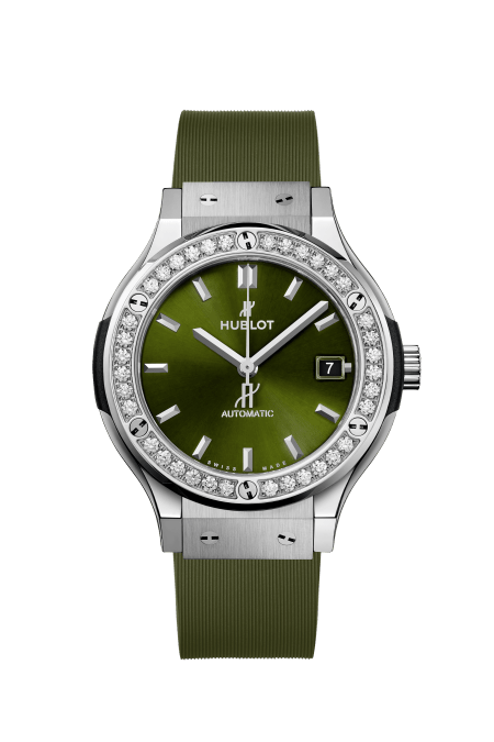 CLASSIC FUSION TITANIUM GREEN DIAMONDS 38MM