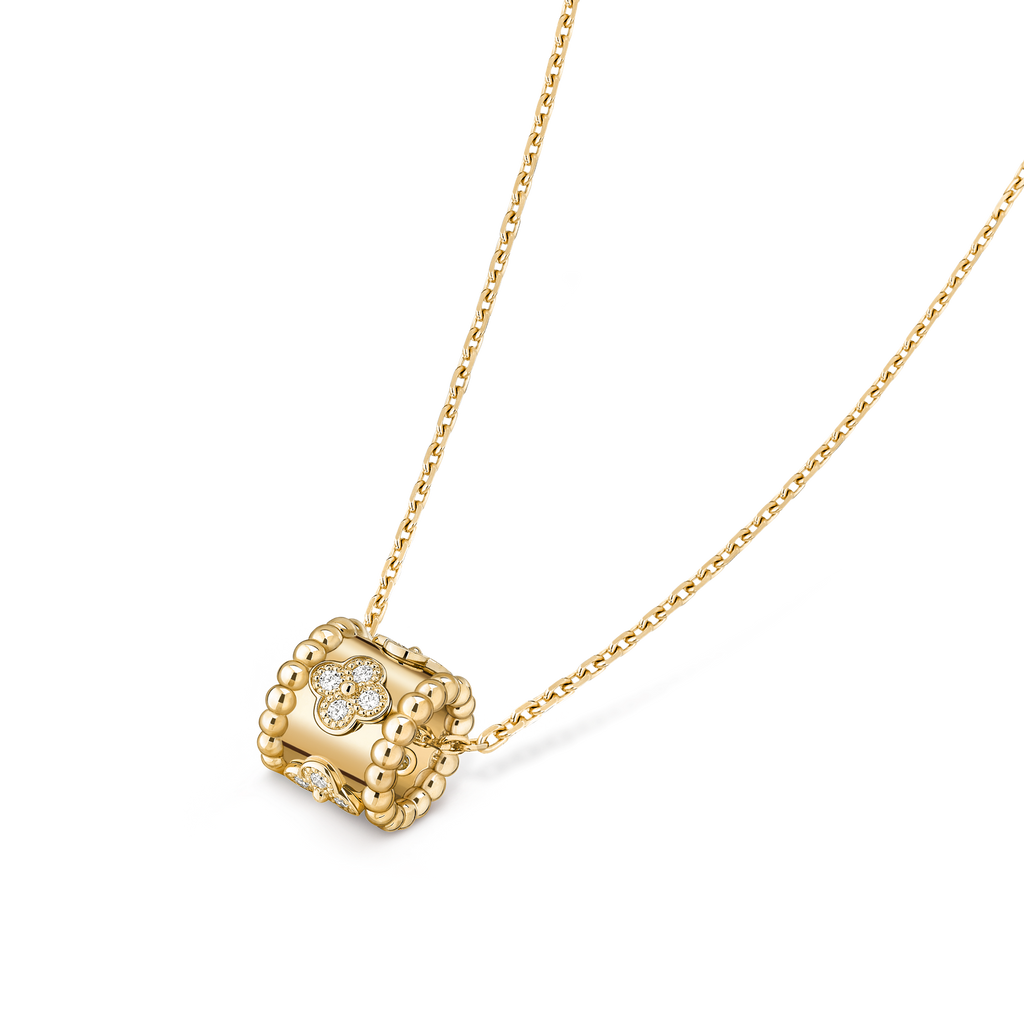 قلادة بيرليه كلوفرز ذهب أصفر 18 قيراط، ماس