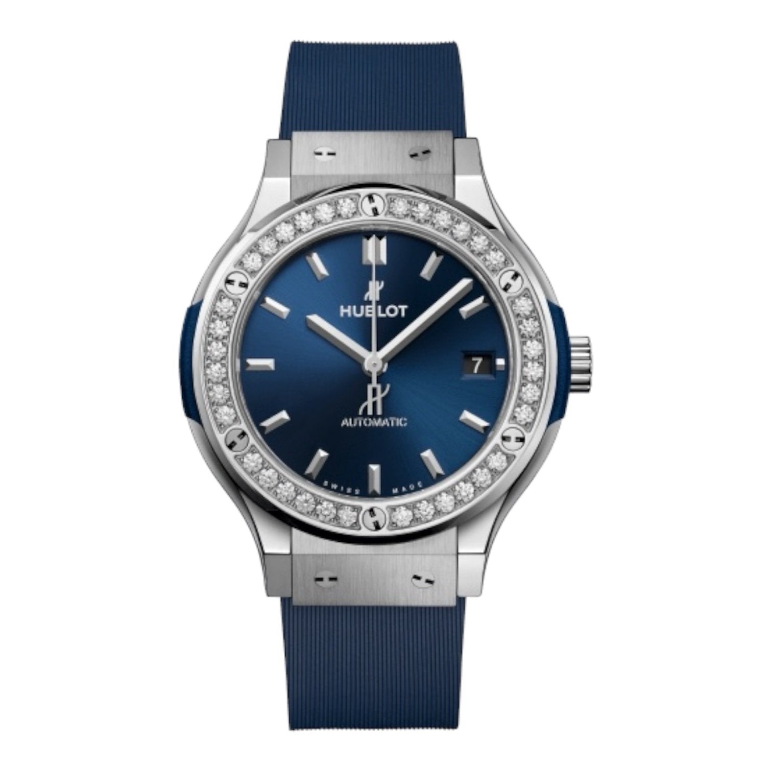 CLASSIC FUSION TITANIUM BLUE DIAMONDS 38 MM