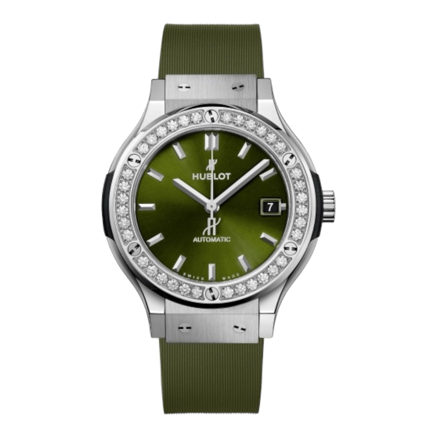 CLASSIC FUSION TITANIUM GREEN DIAMONDS 38MM